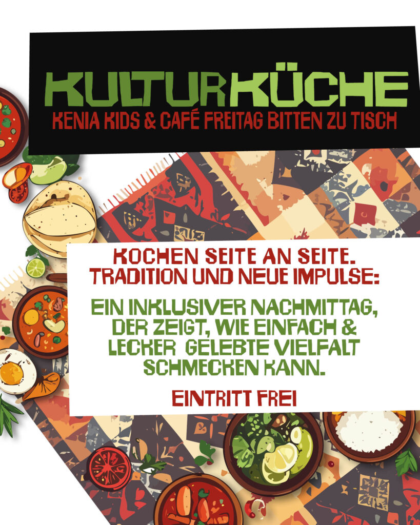 Inklusive Kochaktion
Wann: 17.4.2026 — 14:30 bis 17:30 Uhr
Wo: Evangelisches Jugendzentrum (ev. JUZ), Alexandrastraße 5, 63739 Aschaffenburg
Veranstalter*in: Stadtjugendring Aschaffenburg und Lebenshilfe Aschaffenburg
Kosten: Eintritt frei
Eine Anmeldung ist nicht erforderlich, einfach vorbeikommen!